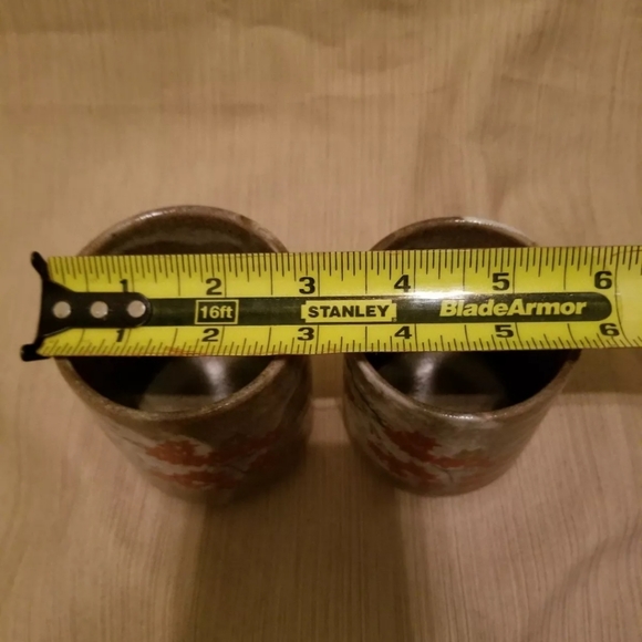 Ceramic Pottery Signed Asian Stackable Mugs Cups - Picture 6 of 8